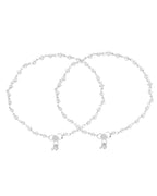 Jewels Nest Silver Plated Transparent Crystal Beads Adjustable Anklet For Women | Grocsy
