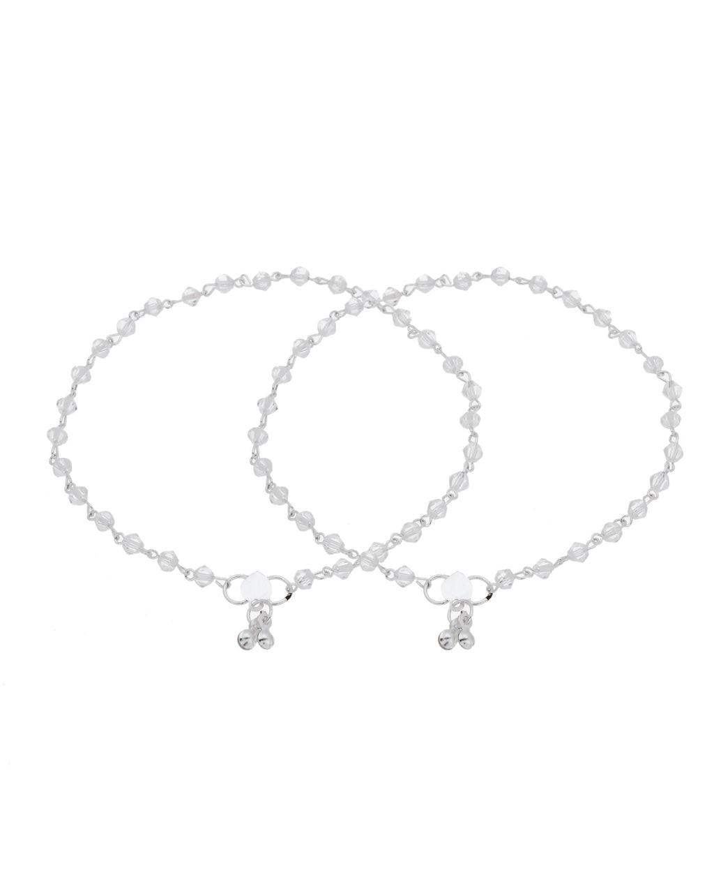 Jewels Nest Silver Plated Transparent Crystal Beads Adjustable Anklet For Women | Grocsy