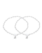 Jewels Nest Silver Plated Transparent Crystal Beads Adjustable Anklet For Women | Grocsy