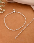 Jewels Nest Silver Plated Transparent Crystal Beads Adjustable Anklet For Women | Grocsy