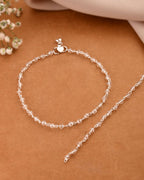 Jewels Nest Silver Plated Transparent Crystal Beads Adjustable Anklet For Women | Grocsy