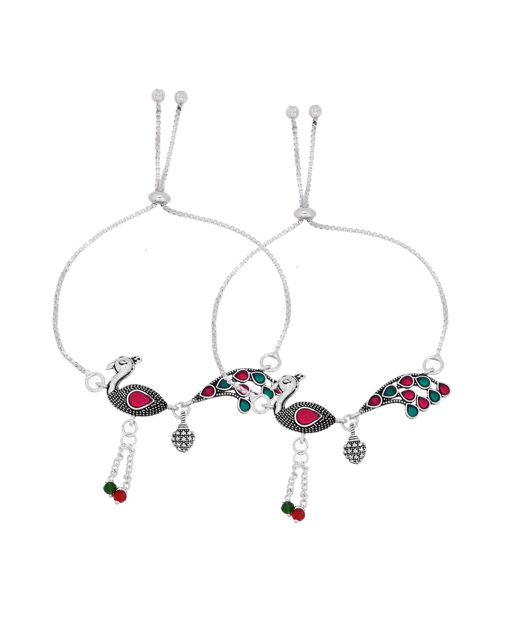 Jewels Nest Silver Plated Peacock Motif Adjustable Anklet For Women | Grocsy