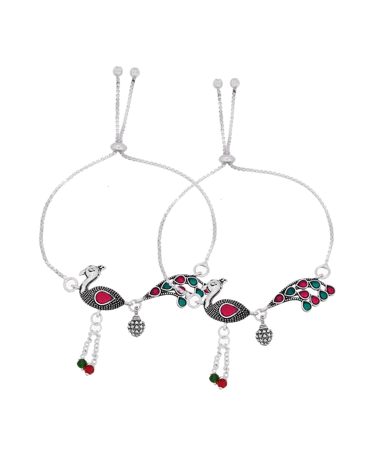 Jewels Nest Silver Plated Peacock Motif Adjustable Anklet For Women | Grocsy