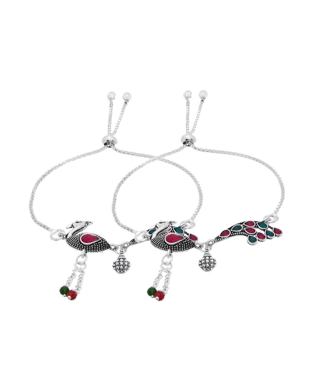 Jewels Nest Silver Plated Peacock Motif Adjustable Anklet For Women | Grocsy