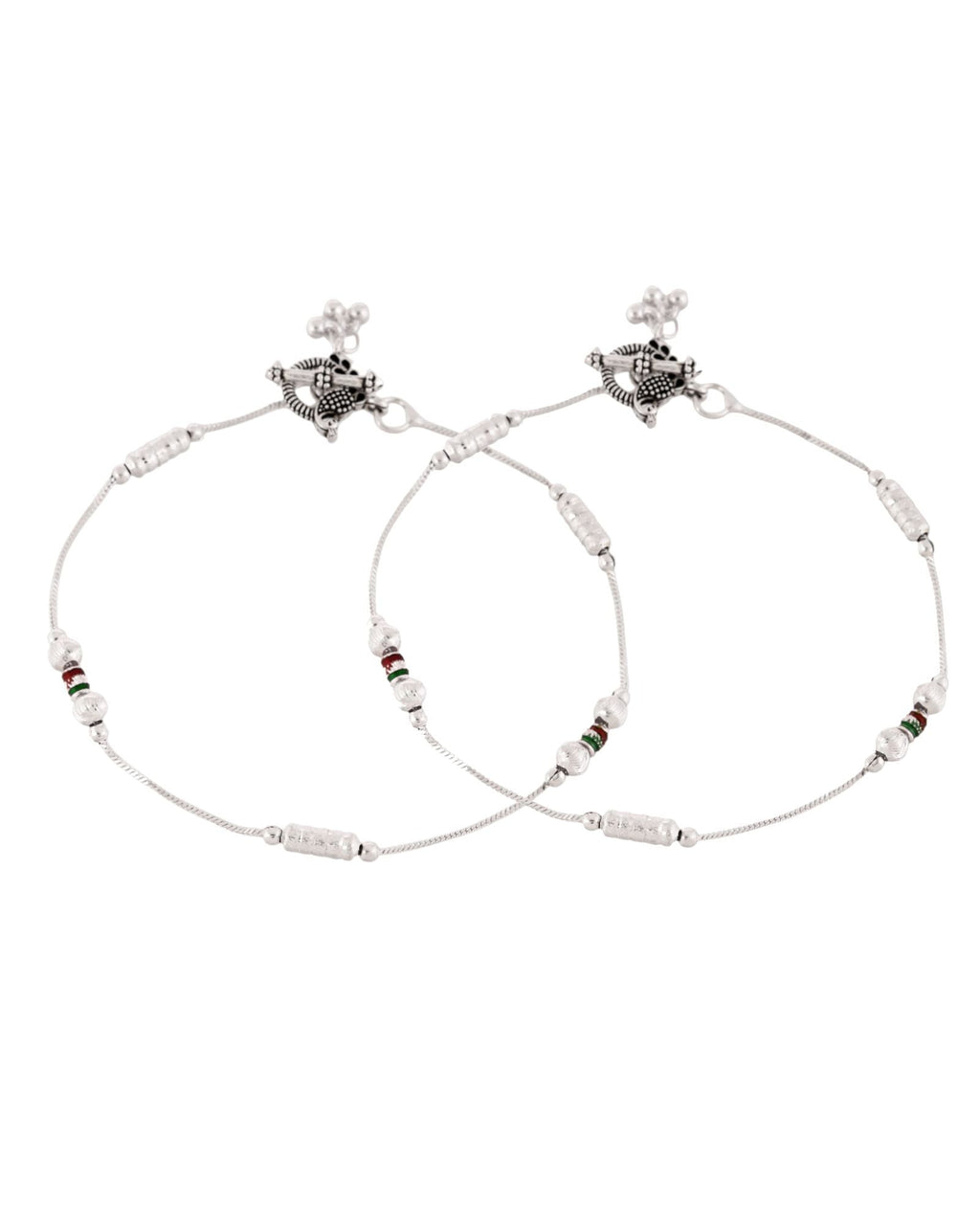 Jewels Nest Silver Plated Minimal Charm Adjustable Anklet For Women | Grocsy