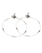 Jewels Nest Silver Plated Minimal Charm Adjustable Anklet For Women | Grocsy