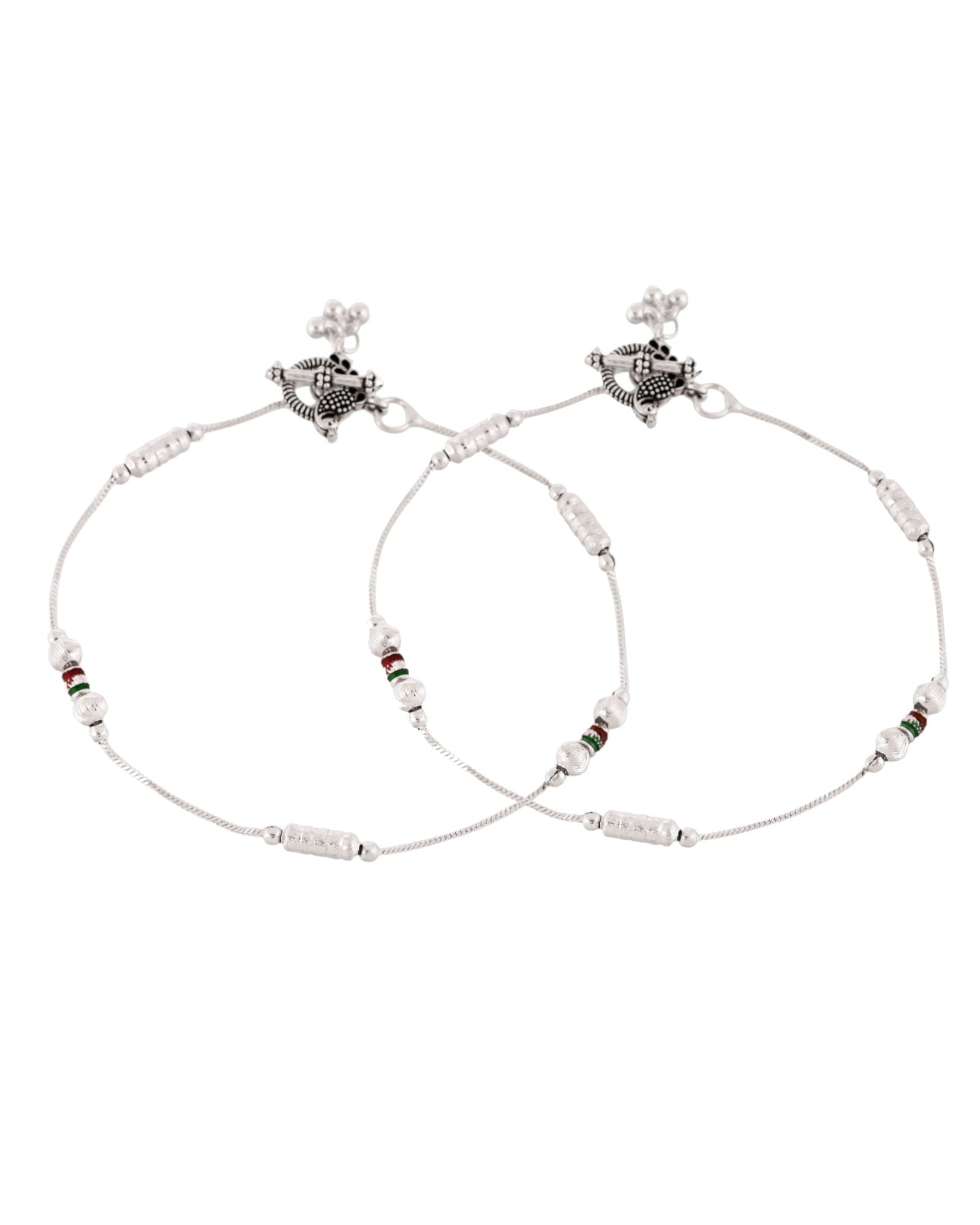 Jewels Nest Silver Plated Minimal Charm Adjustable Anklet For Women | Grocsy