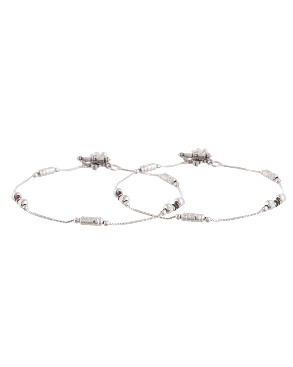 Jewels Nest Silver Plated Minimal Charm Adjustable Anklet For Women | Grocsy
