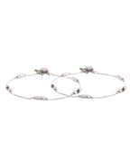 Jewels Nest Silver Plated Minimal Charm Adjustable Anklet For Women | Grocsy