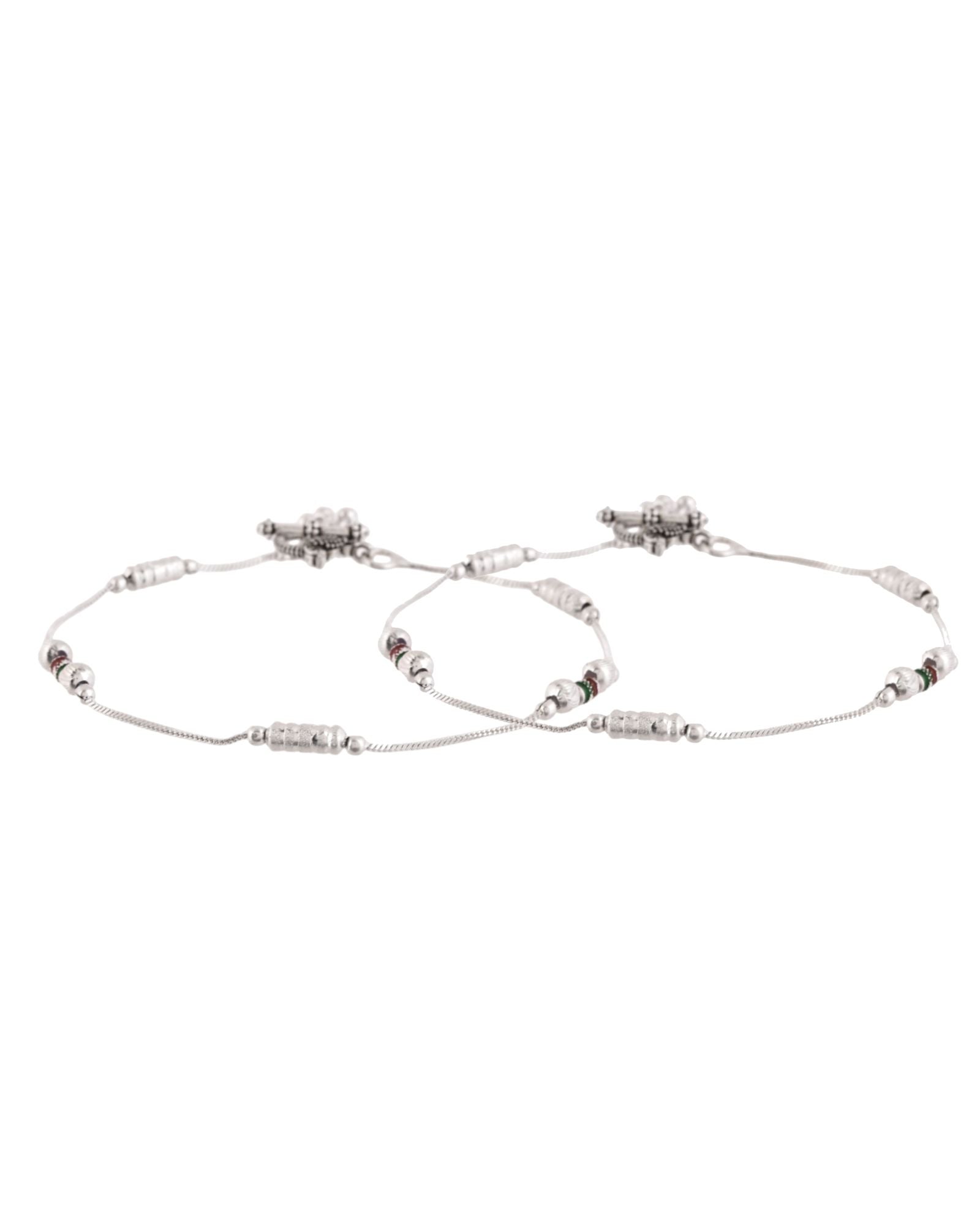 Jewels Nest Silver Plated Minimal Charm Adjustable Anklet For Women | Grocsy