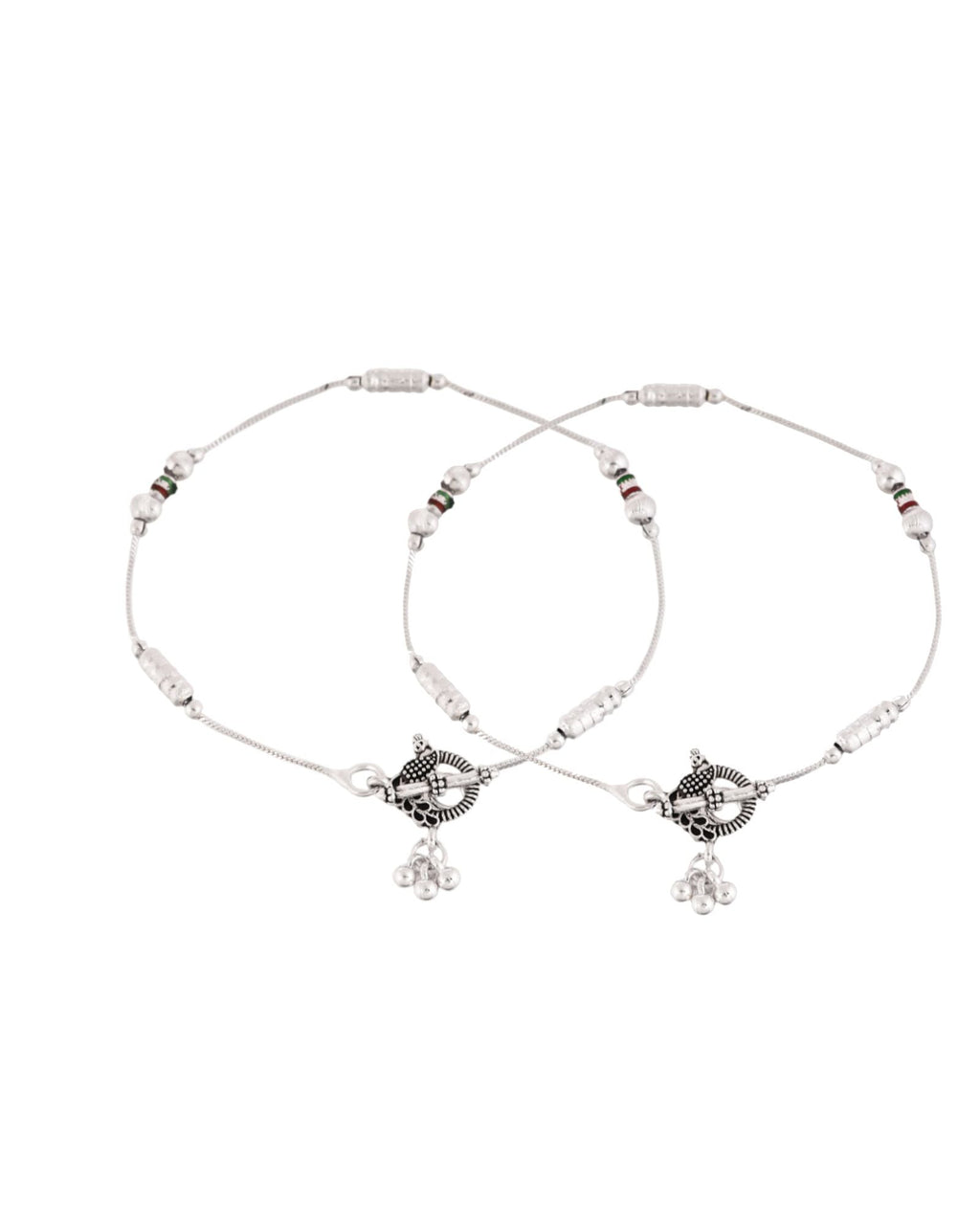 Jewels Nest Silver Plated Minimal Charm Adjustable Anklet For Women | Grocsy