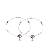 Jewels Nest Silver Plated Minimal Charm Adjustable Anklet For Women | Grocsy