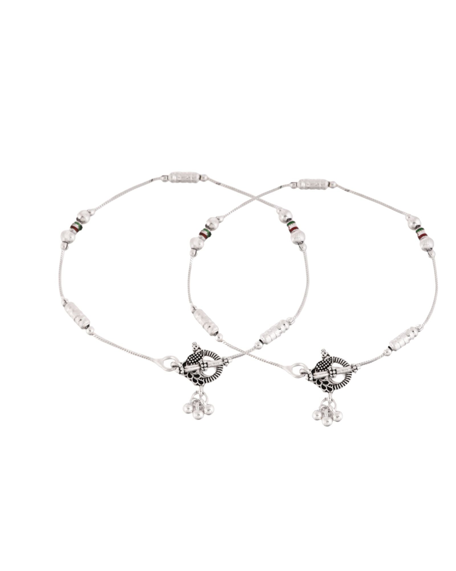 Jewels Nest Silver Plated Minimal Charm Adjustable Anklet For Women | Grocsy