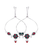 Jewels Nest Silver Plated Floral Stone Adjustable Anklet With Ghungroo Charms For Women | Grocsy