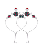 Jewels Nest Silver Plated Floral Stone Adjustable Anklet With Ghungroo Charms For Women | Grocsy