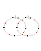 Jewels Nest Bold Tricolor Beaded Silver Anklet With Adjustable Chain Closure | Grocsy