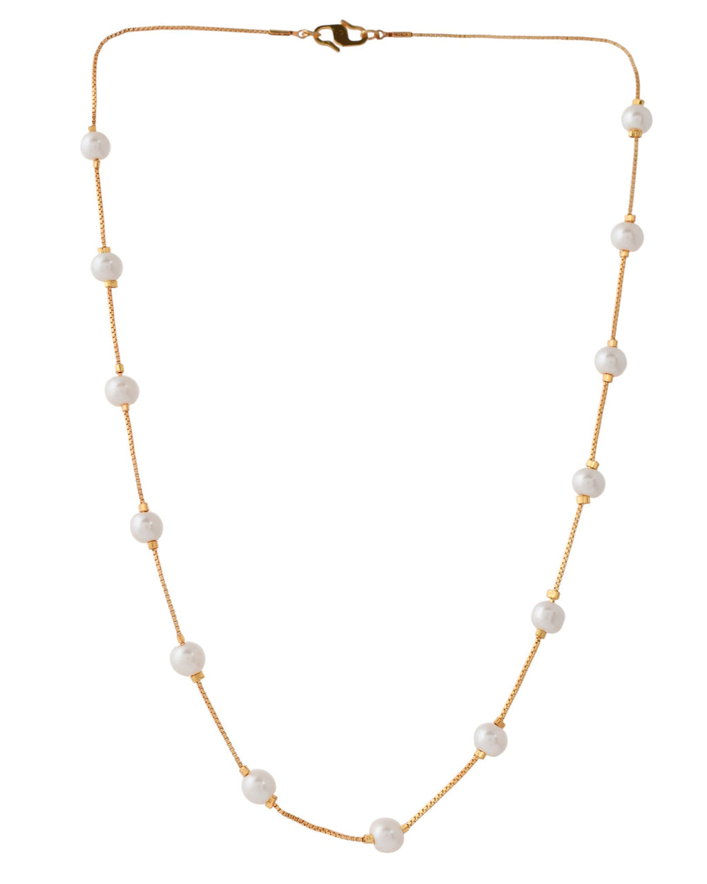 Jewels Nest Elegant Gold-Polished Pearl Chain Necklace – Timeless & Classic | Grocsy