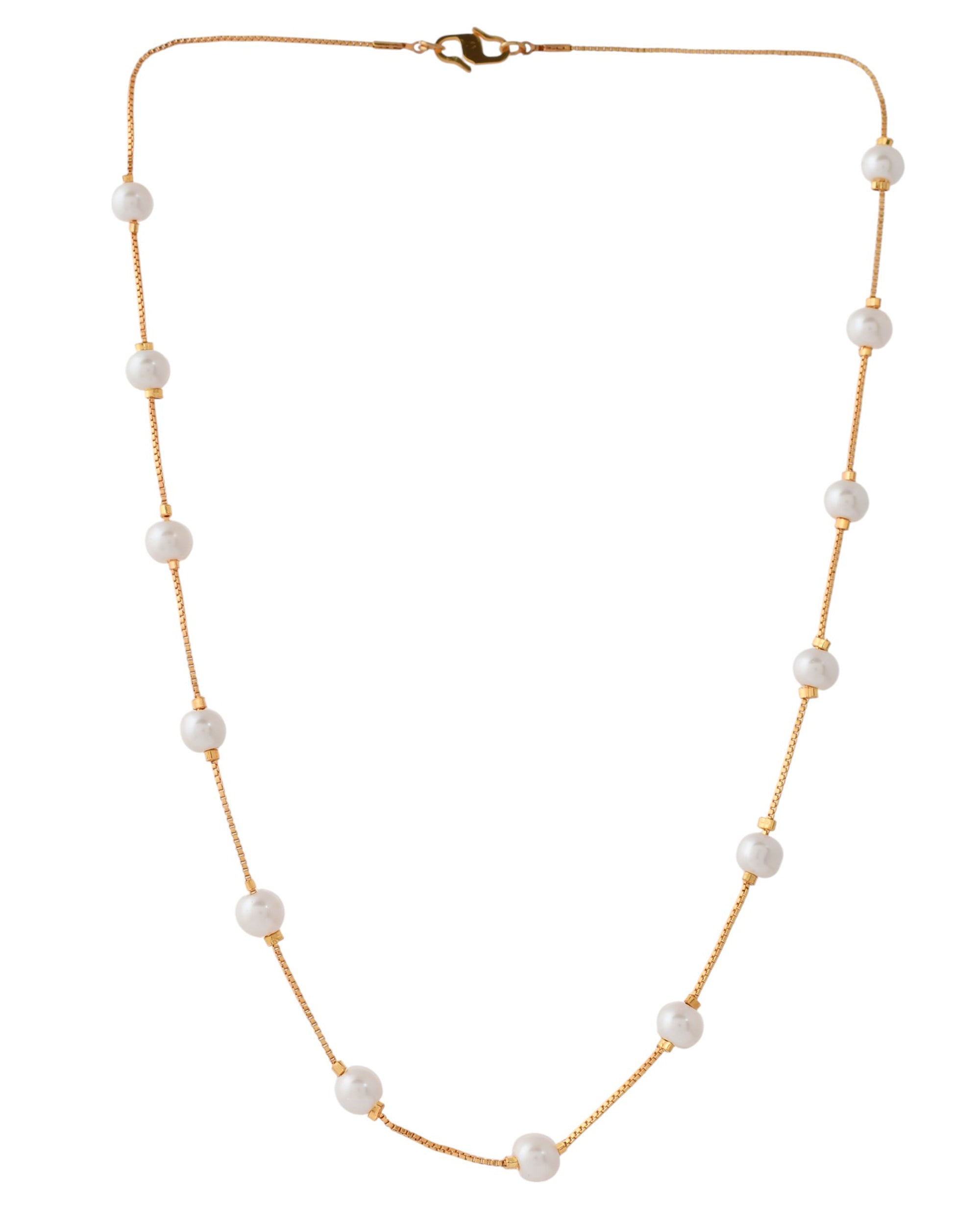Jewels Nest Elegant Gold-Polished Pearl Chain Necklace – Timeless & Classic | Grocsy