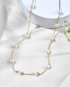 Jewels Nest Elegant Gold-Polished Pearl Chain Necklace – Timeless & Classic | Grocsy