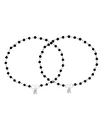 Jewels Nest Classic Black Bead Silver Anklet With Minimal Adjustable Design | Grocsy
