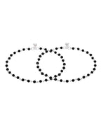Jewels Nest Classic Black Bead Silver Anklet With Minimal Adjustable Design | Grocsy