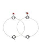 Jewels Nest Grace Charm Silver Anklet With Red Crystal Drop For Women | Grocsy