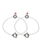 Jewels Nest Grace Charm Silver Anklet With Red Crystal Drop For Women | Grocsy