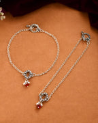Jewels Nest Grace Charm Silver Anklet With Red Crystal Drop For Women | Grocsy
