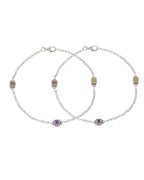 Jewels Nest Playful Alphabet Charm Silver Anklet With Pastel Letter Beads | Grocsy
