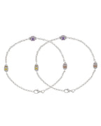 Jewels Nest Playful Alphabet Charm Silver Anklet With Pastel Letter Beads | Grocsy