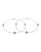Jewels Nest Playful Alphabet Charm Silver Anklet With Pastel Letter Beads | Grocsy