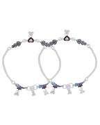 Jewels Nest Eternal Heart Silver Anklet With Multicolour Enamel Motifs And Bell Drop Detail | Grocsy