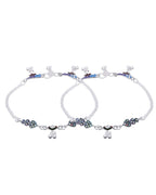 Jewels Nest Eternal Heart Silver Anklet With Multicolour Enamel Motifs And Bell Drop Detail | Grocsy