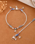Jewels Nest Eternal Heart Silver Anklet With Multicolour Enamel Motifs And Bell Drop Detail | Grocsy