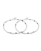 Jewels Nest Graceflow Silver Anklet With Multi Color Enamel Wave Links And Bell Finish | Grocsy