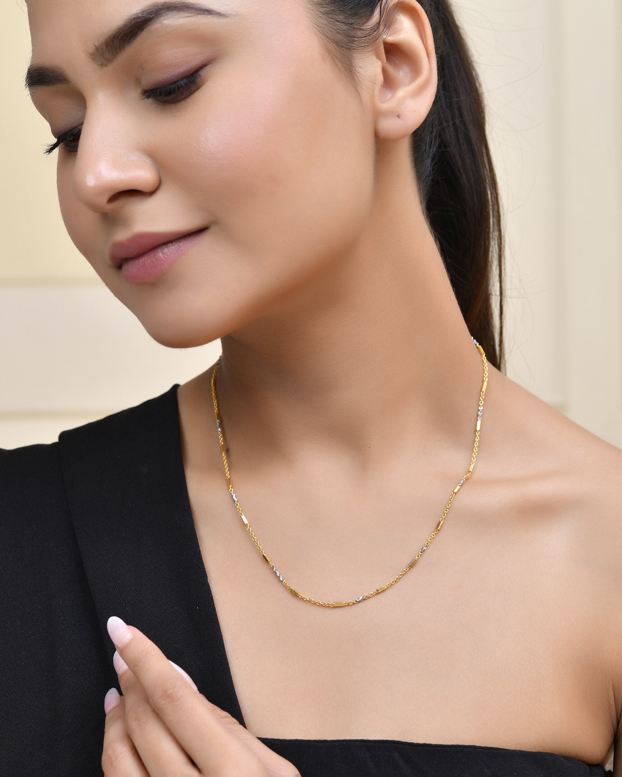 Jewels Nest Elegant Gold-Tone Dual-Tone Textured Chain for Men & Women | Grocsy