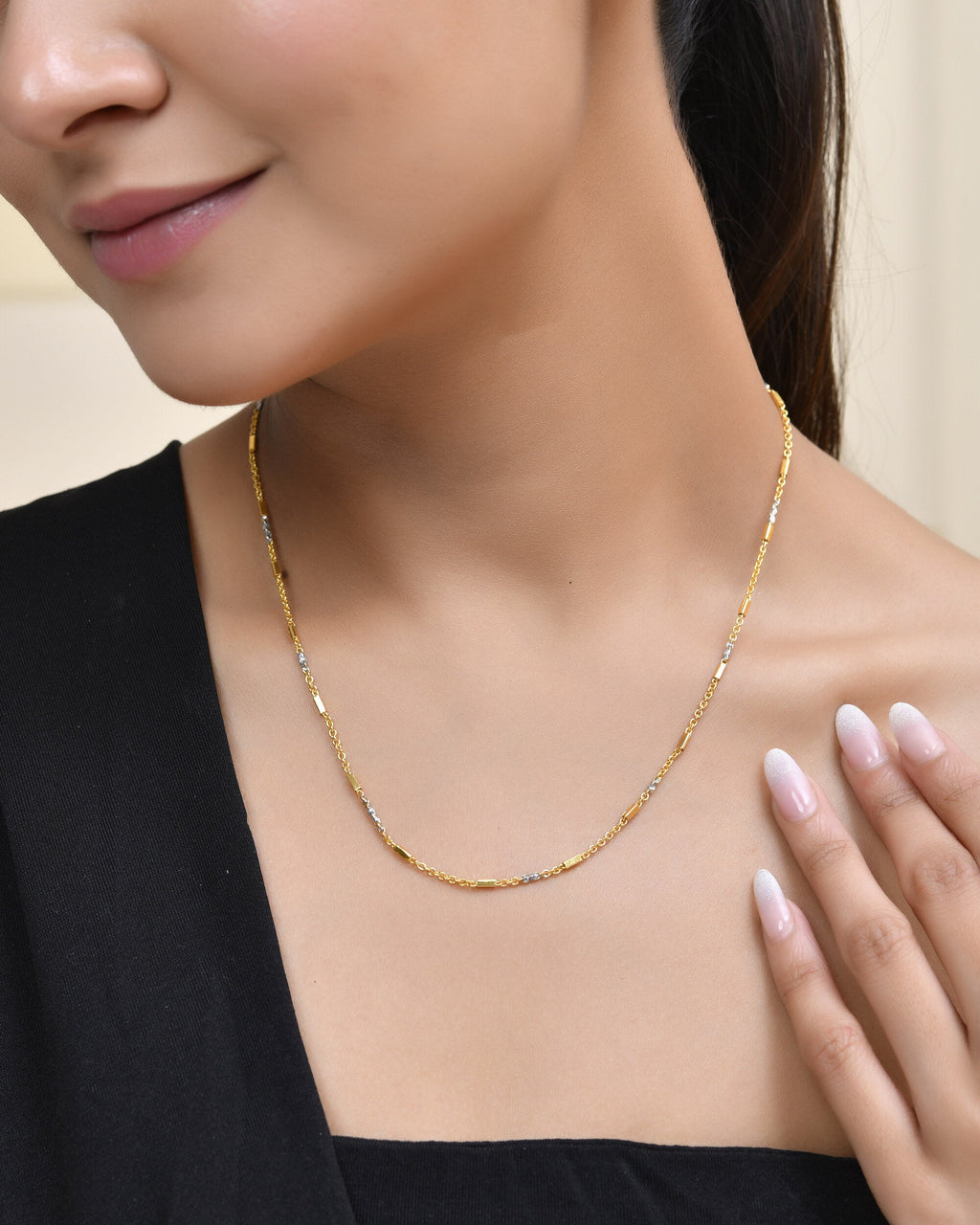 Jewels Nest Elegant Gold-Tone Dual-Tone Textured Chain for Men & Women | Grocsy