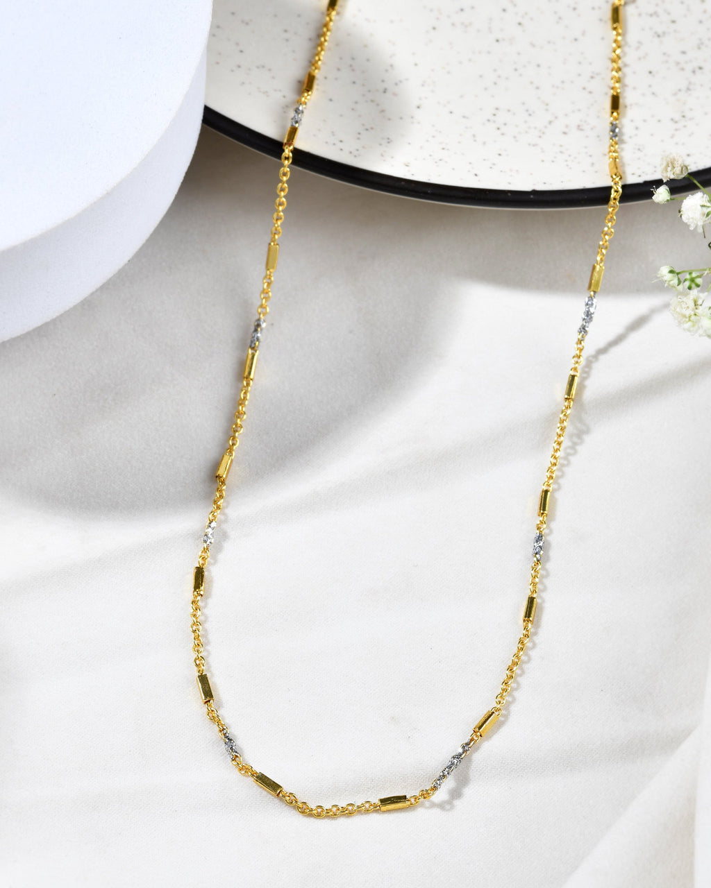 Jewels Nest Elegant Gold-Tone Dual-Tone Textured Chain for Men & Women | Grocsy