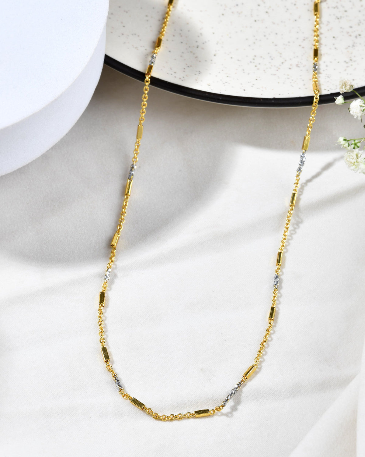 Jewels Nest Elegant Gold-Tone Dual-Tone Textured Chain for Men & Women | Grocsy
