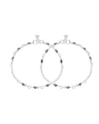 Jewels Nest Rippletone Silver Anklet With Multicolour Enamel Link Detailing And Floral Clasp | Grocsy