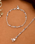 Jewels Nest Rippletone Silver Anklet With Multicolour Enamel Link Detailing And Floral Clasp | Grocsy
