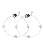 Jewels Nest Moonmark Minimal Silver Anklet With Coin Motif And Statement Heart Clasp | Grocsy