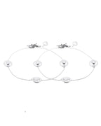 Jewels Nest Orbit Glow Silver Anklet With Circular Disc Accents And Heart Toggle Closure | Grocsy