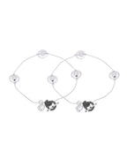 Jewels Nest Orbit Glow Silver Anklet With Circular Disc Accents And Heart Toggle Closure | Grocsy