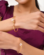 Jewels Nest Gold-Toned Stone Accent Openable Bangles For Women | Grocsy