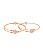 Jewels Nest Gold-Toned Stone Accent Openable Bangles For Women | Grocsy