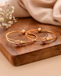 Jewels Nest Gold-Toned Stone Accent Openable Bangles For Women | Grocsy
