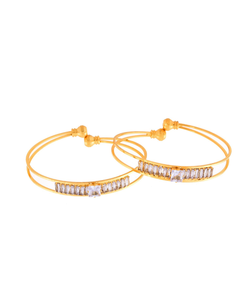 Jewels Nest Gold-Toned Crystal Studded Openable Bangles For Women | Grocsy