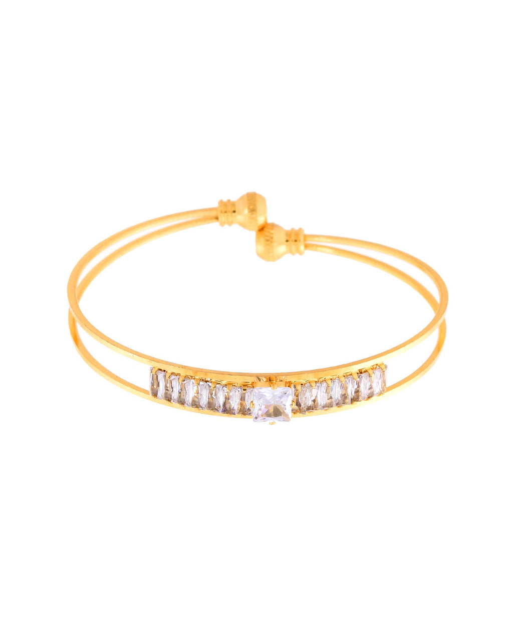 Jewels Nest Gold-Toned Crystal Studded Openable Bangles For Women | Grocsy