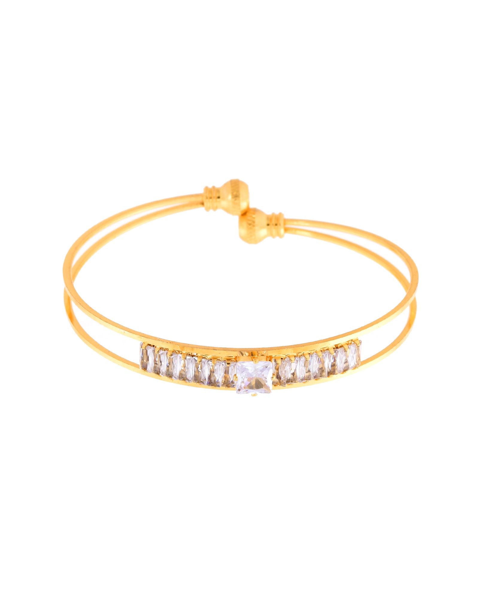 Jewels Nest Gold-Toned Crystal Studded Openable Bangles For Women | Grocsy